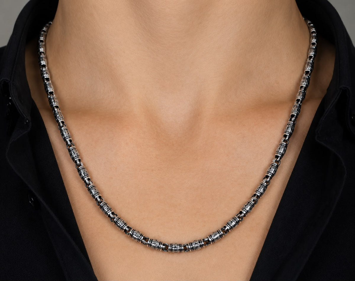 Ornamentkette mit Gliederdesign aus 925er Silber