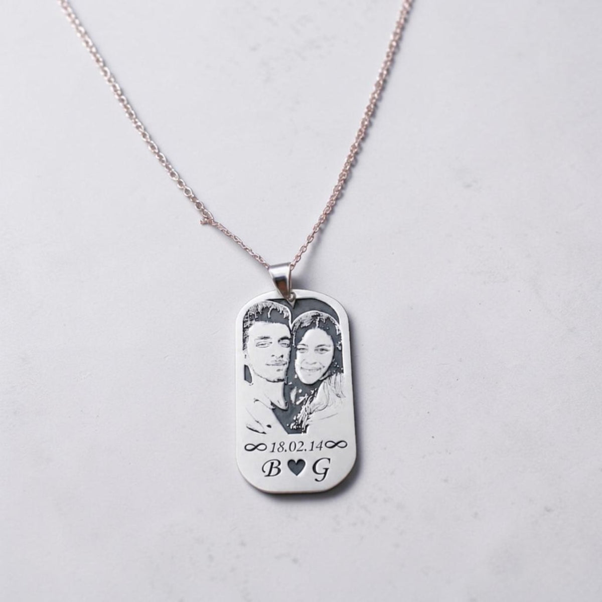 Foto-Gravur-Halskette „Dog Tag" – Silber