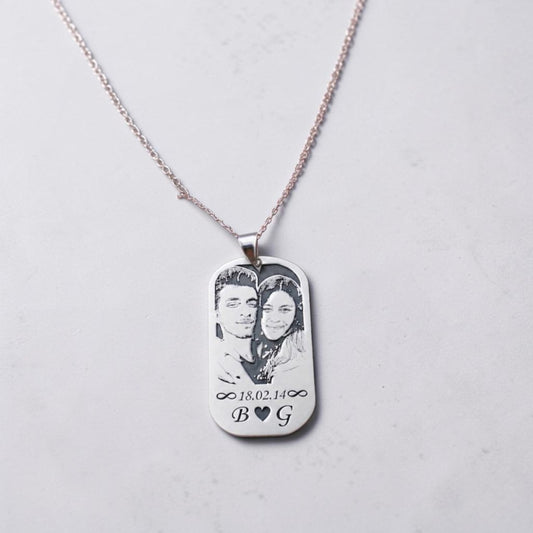 Foto-Gravur-Halskette „Dog Tag" – Silber