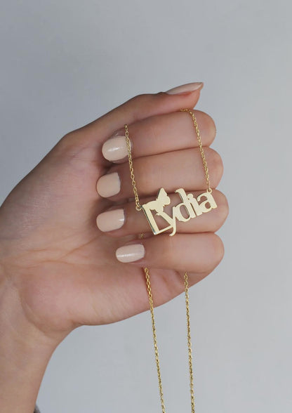 Personalisierte Namenskette mit Schmetterling aus 925er Silber
